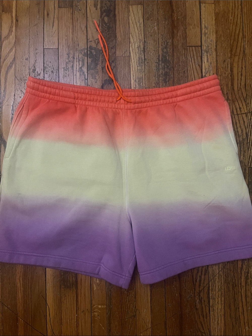Men's Gradient Athletic Shorts in Coral, Cream & Purple